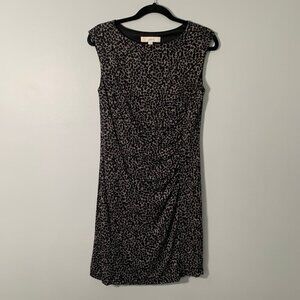 LOFT lined animal print sleeveless fitted stretch above knee career dress